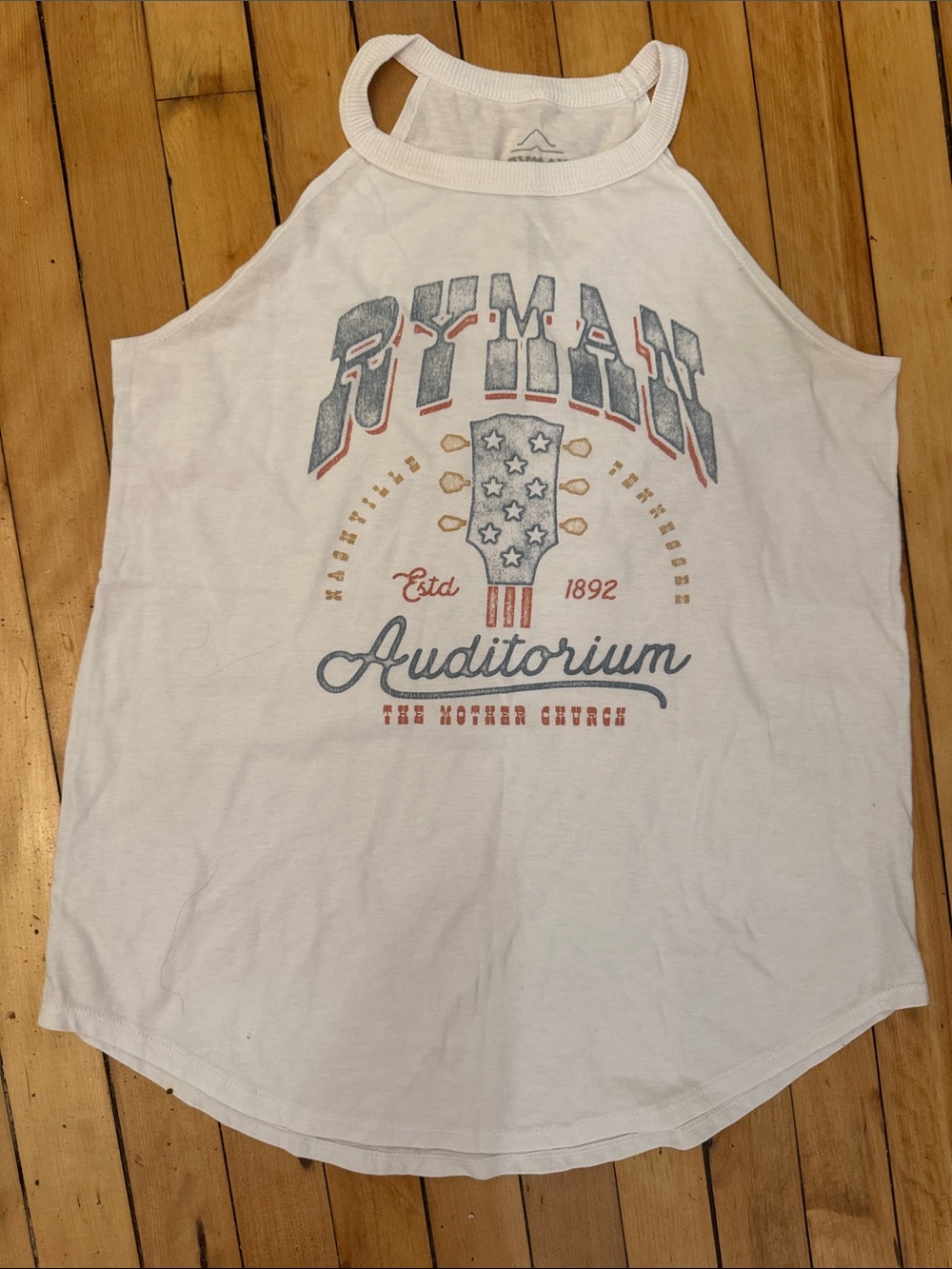 Roman auditorium White Graphic Halter Tank Top with Patriotic Auditorium Print